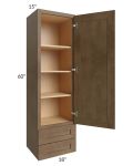 Midtown Mocha Shaker 18x60x15 Wall Cabinet with Drawers