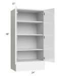 Milan White Gloss 24x48x15 Wall Cabinet with Drawers