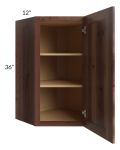 Farmhouse Walnut Shaker 24x36 Wall Diagonal Corner Cabinet