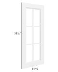Dakota White 24x36 Wall Diagonal Corner Mullion Glass Door Only with Glass Included