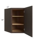 Tuscan Kona Brown 27x30 Diagonal Corner Wall Cabinet