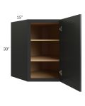 Midtown Black Shaker 27x30 Diagonal Corner Wall Cabinet
