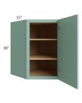 Midtown Mint Green Shaker 27x30 Diagonal Corner Wall Cabinet