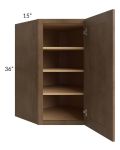 Midtown Mocha Shaker 27x36 Diagonal Corner Wall Cabinet