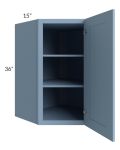 Sky Blue Shaker 27x36x15 Wall Diagonal Corner Cabinet
