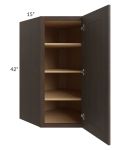 Tuscan Kona Brown 27x42 Diagonal Corner Wall Cabinet
