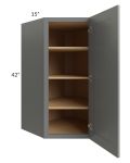 Stratton Dark Grey Shaker 27x42 Wall Diagonal Corner Cabinet - Out of stock through mid April