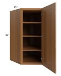 Artisan Walnut Shaker 27x42x15 Wall Diagonal Corner Cabinet