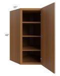 Portland Walnut 27x42x15 Wall Diagonal Corner Cabinet