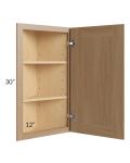 Asheville Rift Oak Shaker 12x30 Wall End Angle Cabinet