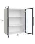 Venetian White Gloss 24x30 Wall Diagonal Cabinet Glass Door Only