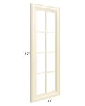 Phoenix Cream Glaze 15x42 Mullion Glass Door Only  (can be used with a 24x42 corner cabinet)