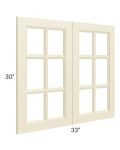 Casselton Ivory 33x30 Mullion Glass Doors Only 