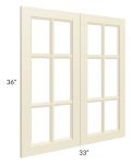 Casselton Ivory 33x36 Mullion Glass Doors Only