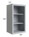 Asheville Grey Shaker 18x30 Wall Open Cabinet