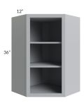 Asheville Grey Shaker 24x36 Wall Diagonal Corner Open Cabinet