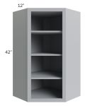 Asheville Grey Shaker 24x42 Wall Diagonal Corner Open Cabinet