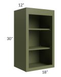 Midtown Hunter Green Shaker 18x30 Wall Open Shelf Cabinet