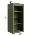 Midtown Hunter Green Shaker 18x36 Wall Open Shelf Cabinet