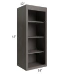Midtown Dark Grey Shaker 18x42 Wall Open Shelf Cabinet