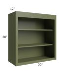 Midtown Hunter Green Shaker 30x30 Wall Open Shelf Cabinet