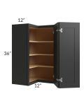 Midtown Black Shaker 24x36 Square Corner Wall Cabinet