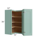 Midtown Mint Green Shaker 24x36 Square Corner Wall Cabinet