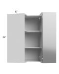 Milan Grey Gloss 24x36 Square Corner Wall Cabinet