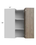 Milan Pecan 24x36 Square Corner Wall Cabinet