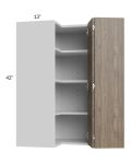 Milan Pecan 24x42 Square Corner Wall Cabinet