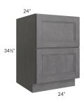 Stone Grey 24" 2-Drawer Base Cabinet