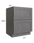 Stone Grey 27" 2-Drawer Base Cabinet