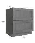 Stone Grey 30" 2-Drawer Base Cabinet
