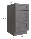 Stone Grey 18" 3-Drawer Base Cabinet