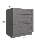 Stone Grey 30" 3-Drawer Base Cabinet
