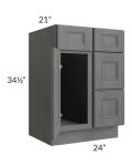 Stone Grey 24" Vanity Sink Base Cabinet (Drawers on Right)