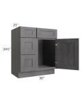 Stone Grey 30" Vanity Sink Base Cabinet (Drawers on Left)