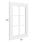 Frosted White Shaker 18x30 Mullion Glass Door