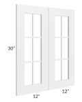 Frosted White Shaker 24x30 Mullion Glass Door