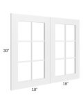 Frosted White Shaker 36x30 Mullion Glass Door