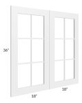Frosted White Shaker 36x36 Mullion Glass Door