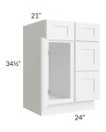 Frosted White Shaker 24" Vanity Sink Base Cabinet (Drawers on Right)