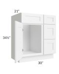 Frosted White Shaker 30" Vanity Sink Base Cabinet (Drawers on Right)