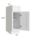 Frosted White Shaker 12" Vanity Base Cabinet