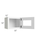 Frosted White Shaker 15x12 Wall Cabinet with Plain Glass