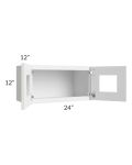 Frosted White Shaker 24x12 Decorative Wall Cabinet with Plain Glass