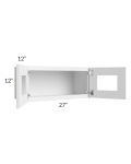 Frosted White Shaker 27x12 Decorative Wall Cabinet with Plain Glass