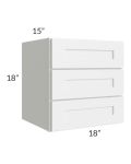 Frosted White Shaker 18x18 3-Drawer Wall Cabinet