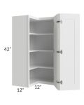 Frosted White Shaker 24x42 Easy Reach Corner Wall Cabinet