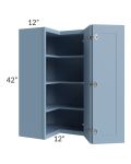 Sky Blue Shaker 24x42 Wall Corner Unit